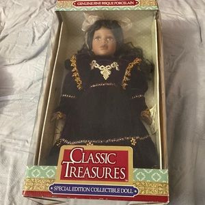 Collectible Genuine Fine Bisque Porcelain African American Doll